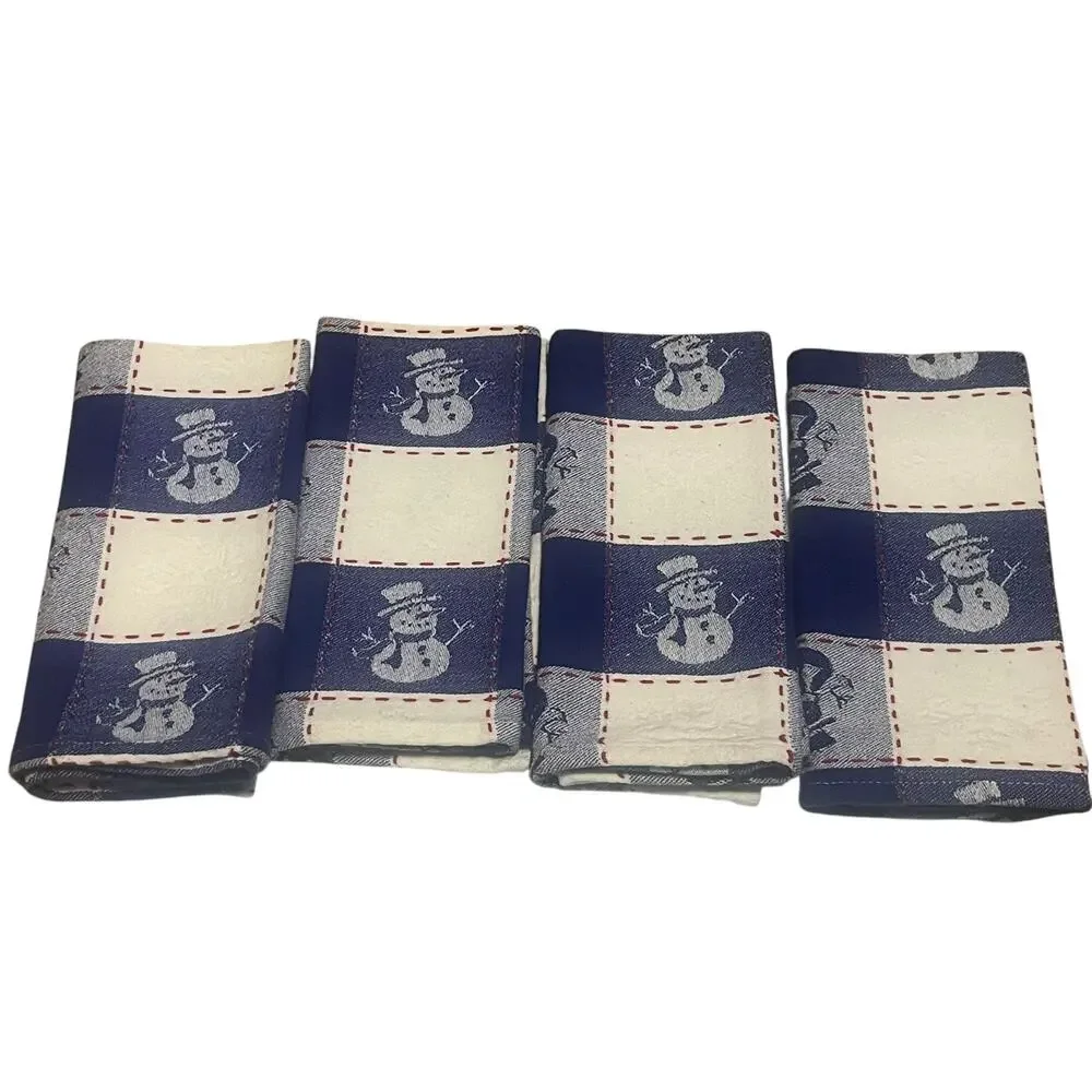 Snowman Cloth Plaid Napkins Set of 4